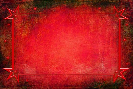 An antique decorative red Christmas glass frame with a background with texture. Red and brown colors