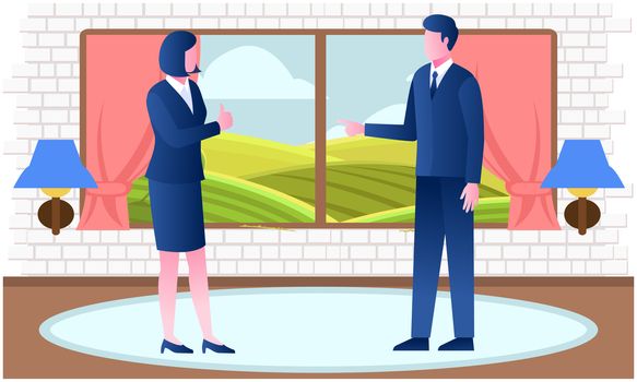 employees discuss on a project in office
