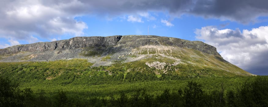 Panoramic view of Saanatunturi fell in Kilpisjarvi, Finnish Lapland