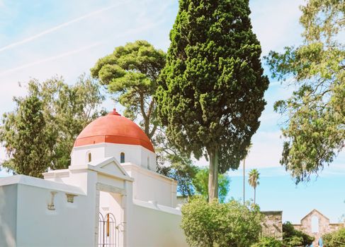 Architectural details on ancient streets of Kos Island in Greece, travel and sightseeing concept