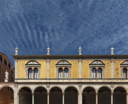 Verona, Italy, Europe, August 2019, Loggia del Consiglio in the Piazza dei Signori