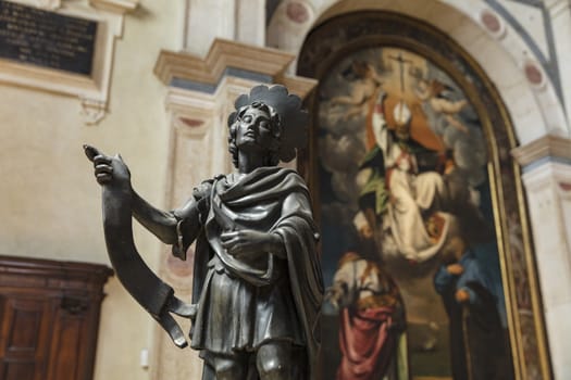 Verona, Italy, Europe, August 2019, Detail of the Chiesa di San Fermo Maggiore Church
 