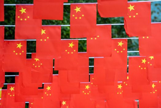 Chinese flags hanging for the 70 th anniversary of modern China