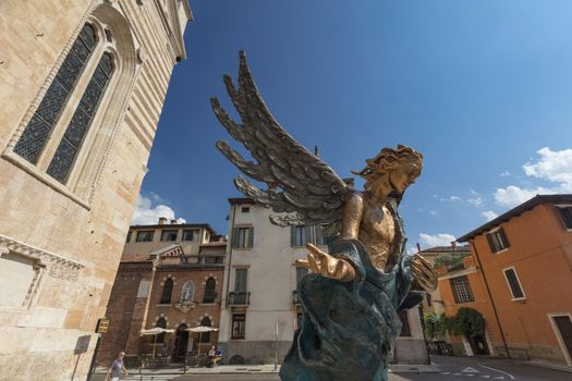 Verona, Italy, Europe, August 2019, A view of the Duomo Cattedrale di Santa Maria Matricolare