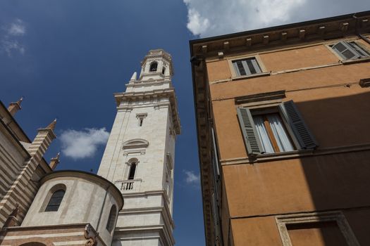 Verona, Italy, Europe, August 2019, A view of the Duomo Cattedrale di Santa Maria Matricolare