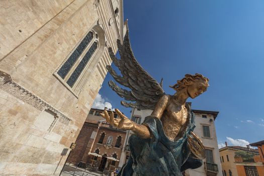 Verona, Italy, Europe, August 2019, A view of the Duomo Cattedrale di Santa Maria Matricolare