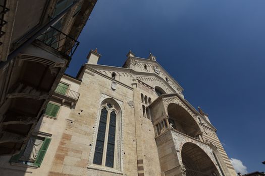 Verona, Italy, Europe, August 2019, A view of the Duomo Cattedrale di Santa Maria Matricolare