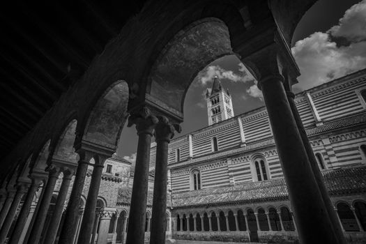 Verona, Italy, Europe, August 2019, A view of the Basilica di San Zeno Maggiore