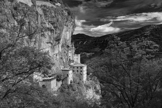 Spiazzi, Italy, Europe, August 2019, The Sanctuary of Madonna della Corona Church