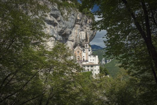 Spiazzi, Italy, Europe, August 2019, The Sanctuary of Madonna della Corona Church