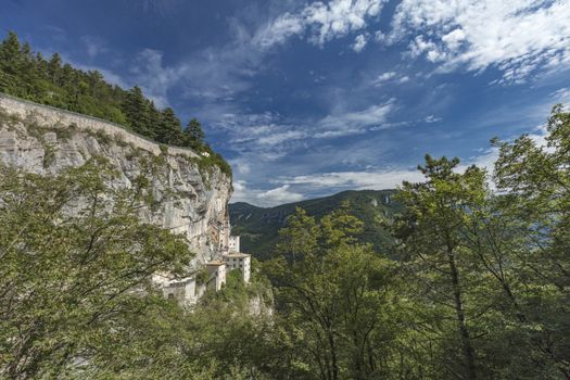 Spiazzi, Italy, Europe, August 2019, The Sanctuary of Madonna della Corona Church