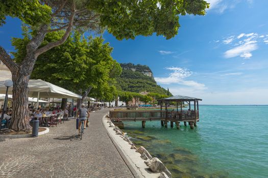 Garda, Lake Garda, Italy, August 2019, view of the lake, town and harbour