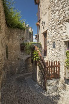 Malcesine, Lake Garda, Italy, August 2019, A view of a small street in the small town of Malcesine