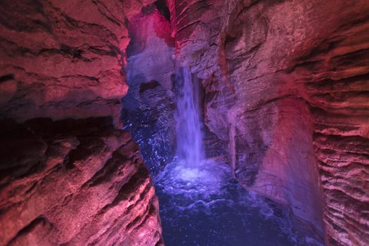 Varone, Lake Garda, Italy, Europe, August 2019, a view of the Varone Cascata waterfalls and caverns