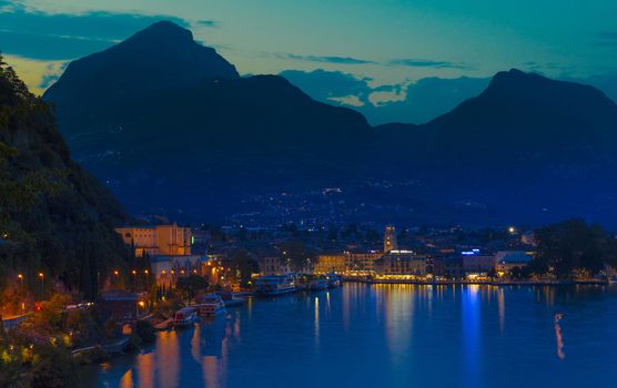 Riva del Garda, Lake Garda, Italy, August 2019, view of the lake and town