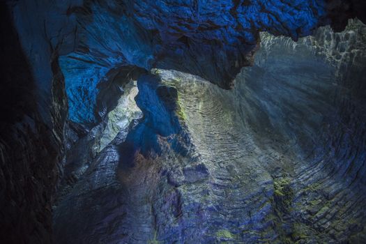 Varone, Lake Garda, Italy, Europe, August 2019, a view of the Varone Cascata waterfalls and caverns