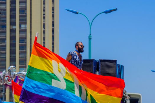 HAIFA, Israel - June 30, 2017: Portrait of a participant in the annual pride parade of the LGBT community, in the streets of Haifa, Israel