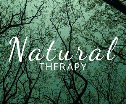 typography motivation. text on the forest "natural therapy"