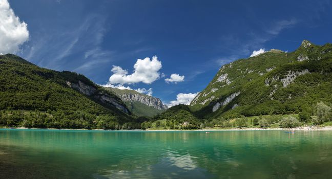 Tenno, Italy, Europe, August 2019, view of Lake Tenno