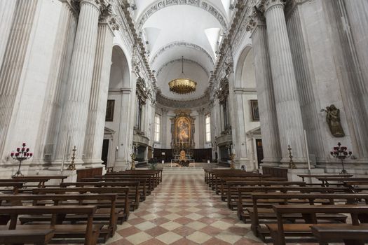 Brescia, Italy, Europe, August 2019, view of the interior of the New Cathedral, the Duomo Nuovo