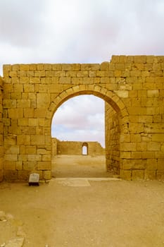 Avdat, Israel - January 17, 2019: View of the ruined Ancient Nabataean city of Avdat, now a national Park, in the Negev Desert, Southern Israel