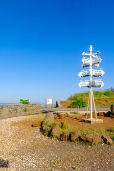 Merom Golan, Israel - May 12, 2020: The Mount Bental lookout point over the Golan Heights landscape, Northern Israel, and Syria