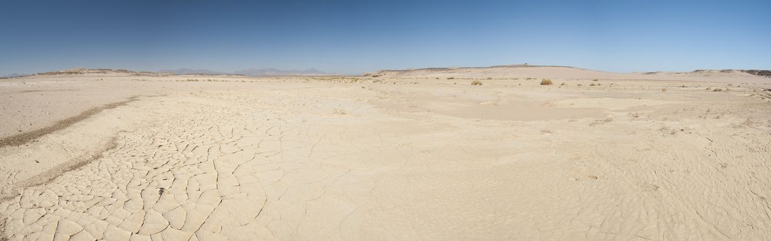 Panoramic view of an arid desert landscape