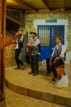 SAFED, ISRAEL - AUGUST 23, 2017: Scene of the Klezmer Festival, with street musicians playing, in Safed (Tzfat), Israel. Its the 30th annual traditional Jewish festival in the public streets of Safed