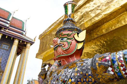 The demon statues in Ramayana the epic that is called in Thai as Ramakien   
