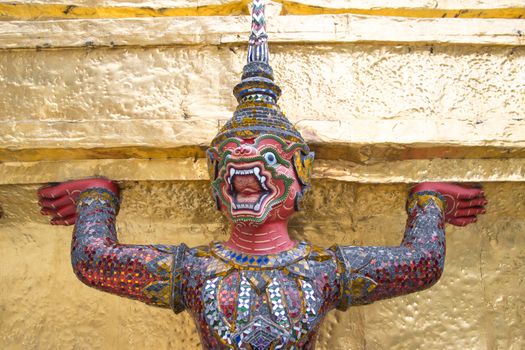 The demon statues in Ramayana the epic that is called in Thai as Ramakien  