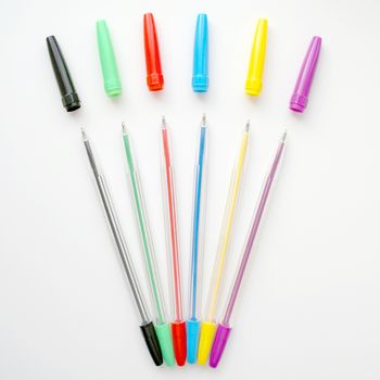 Collection of ball-point pen over white