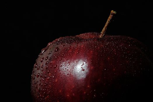 detail fresh red Apple with water droplet