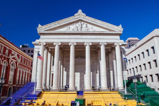 New Orleans, USA - January 21 2013: Stunning architecture of Gallier Hall near Lafayette Square in New Orleans, Louisiana, USA