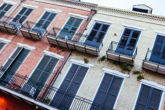 New Orleans, USA - January 23 2013: Stunning Southern French Quarter architecture in New Orleans, Louisiana, USA