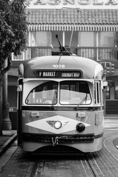 San Francisco tram on a cool winter's morning near Fisherman's Wharf in California USA