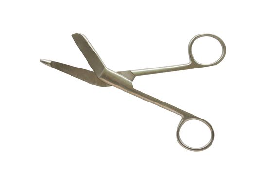 Gauze cutter or scissors in isolated white background,oprend