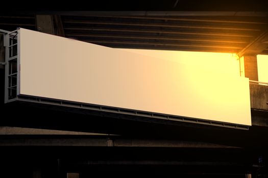 Mock up of bill board or label on highway or overpass with flare