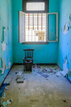 TEL-AVIV, ISRAEL - MAY 27, 2016: A deserted old house, used by young homeless as a shelter. In Jaffa, Southern part of Tel-Aviv Yafo, Israel