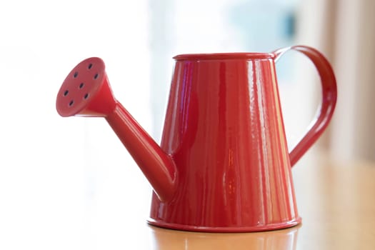 A red watering can isolated on white background