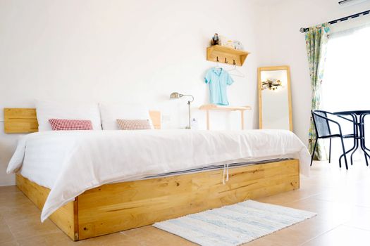 interior house, detail of modern wood bedroom