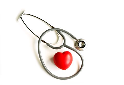 Red heart and a stethoscope