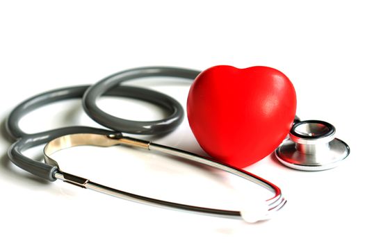 Red heart and a stethoscope