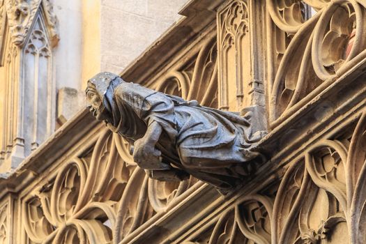 BARCELONA, SPAIN -  June 20, 2017 : Architectural detail of the Historical Archives of the Hospital of the Holy Cross and Saint Paul in town center a summer day