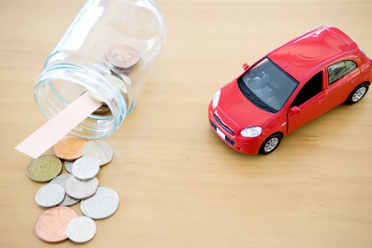 Money saving for Car in the glass bottle