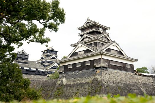 KUMAMOTO - DEC,16 : Landscape of Kumamoto castle, a hilltop Japanese castle located in Kumamoto Prefecture on the island of Kyushu.The main castle was damaged by earthquake and now repairing. JAPAN DEC,16 2016