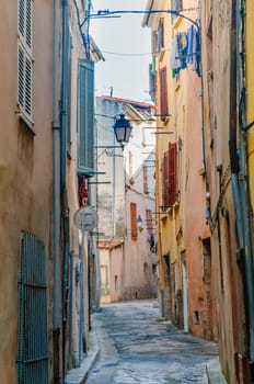 View of a little street in the town of Brignoles in Provence, south of France