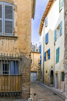 View of a little street in the town of Brignoles in Provence, south of France