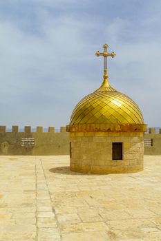 Qasr el Yahud, West Bank - April 24, 2019: View of the dome of Jews Palace church in Qasr el Yahud