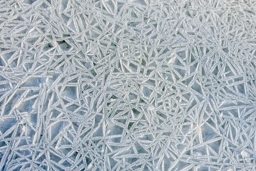 Frozen ice texture on the Dnieper river in Kiev, Ukraine, during winter