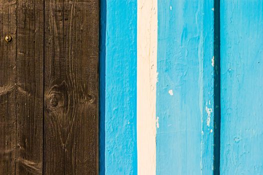 Close up on the texture of  beach cabins' doors on the Adriatic coast in Pesaro, Italy